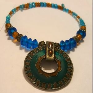 Beautiful Vintage Green & Blue Necklace